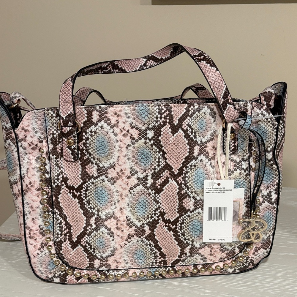 Women's Pink Snake-Print Tote Bag